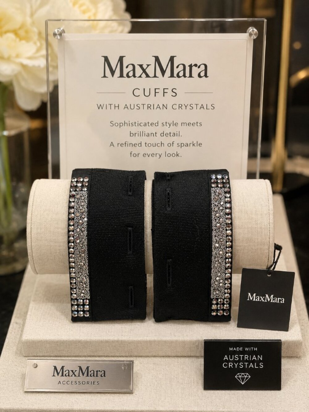 S' Max Mara Austrian Crystal Cuffs – Navy | New with Tags